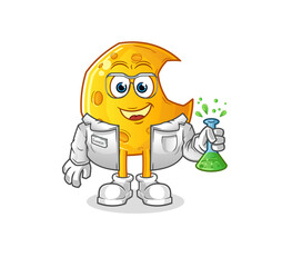 Obraz premium Crescent moon scientist character. cartoon mascot vector
