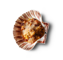 delicious stuffed scallop isolated on a white background