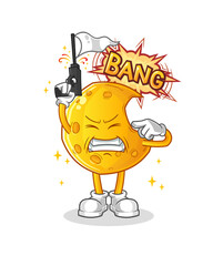 Crescent moon warning shot mascot. cartoon vector