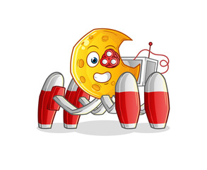 Crescent moon future robot vector. cartoon character