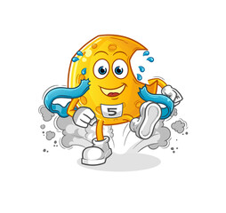 Crescent moon runner character. cartoon mascot vector