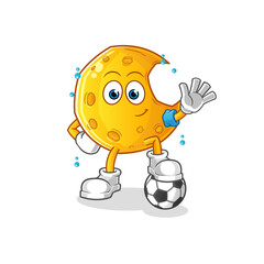 Fototapeta premium Crescent moon playing soccer illustration. character vector