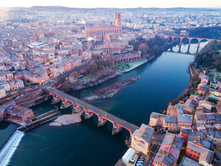 The ancient city of Albi in the south of France. View from above