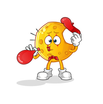 recommend clip art: Crescent moon pantomime blowing balloon. cartoon mascot vector