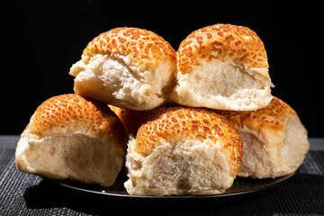 Fresh baked Tiger Bread rolls also known as Dutch Crunch.