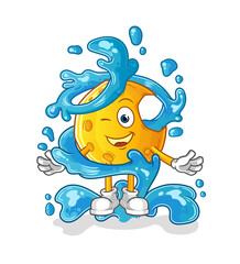 Crescent moon fresh with water mascot. cartoon vector