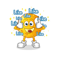 Crescent moon give lots of likes. cartoon vector