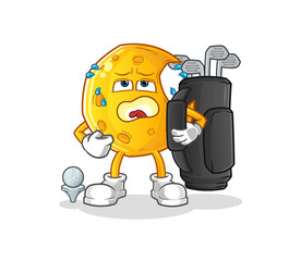 Crescent moon with golf equipment. cartoon mascot vector