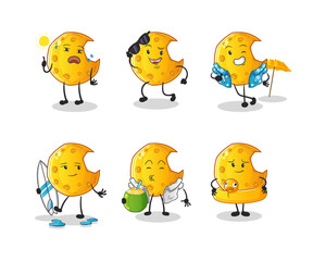 Crescent moon holiday character. cartoon mascot vector