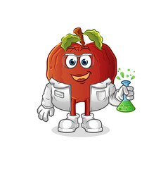 rotten apple scientist character. cartoon mascot vector