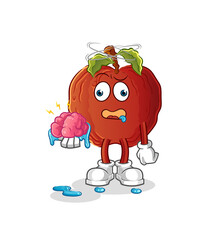 rotten apple no brain vector. cartoon character