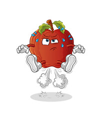 rotten apple fart jumping illustration. character vector