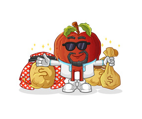rotten apple rich arabian mascot. cartoon vector