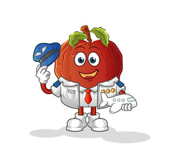 Obraz premium rotten apple pilot mascot. cartoon vector
