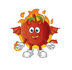 rotten apple demon with wings character. cartoon mascot vector