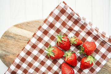 fresh strawberry summer fruit vitamins dessert checkered tablecloth