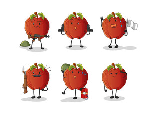 rotten apple troops character. cartoon mascot vector