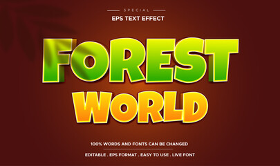 Naklejka premium editable 3d forest world text effect