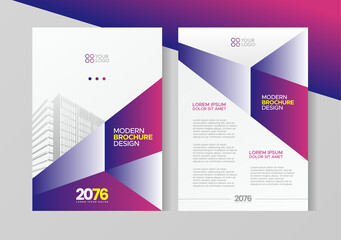 Flyer brochure design, business cover size A4 template, geometric paper purple color
