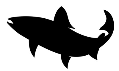 black salmon shape drawing on white background