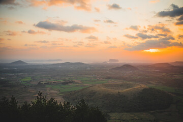 sunrise in the mountains. jeju