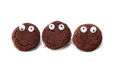 Funny cookies on white background