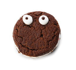 Funny cookie on white background