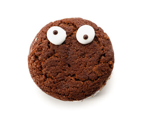 Funny cookie on white background