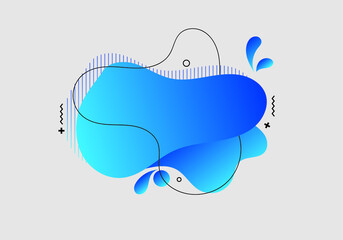 Geometric Blue Memphis Fluid Label