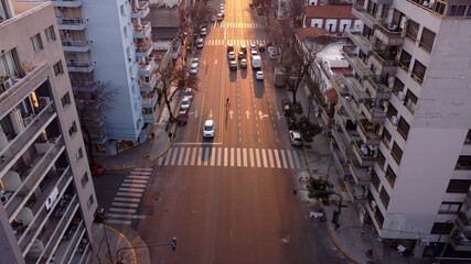 Obraz premium Aerial shot over busy street of Buenos Aires at sunset, South America