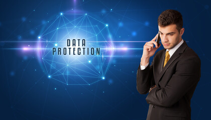 businessman thinking about security concept