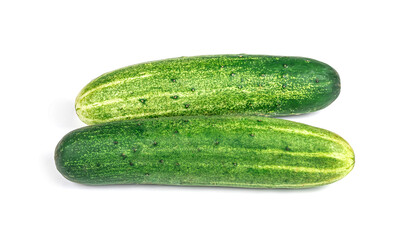 Two cucumbers on an isolated white background