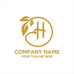 Obraz premium letter H with leaf decoration 