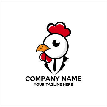 unique chicken head logo with suit 