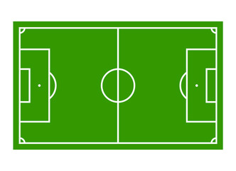 Association football soccer pitch or field with white lines flat vector for apps and websites