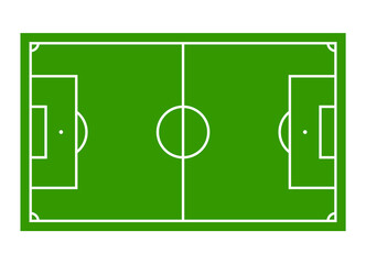 Association football soccer pitch or field with white lines flat vector for apps and websites