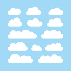 Cloud icons set. Server symbol for website, mobile app, UI. Database storage. Isolated raster illustration on white background.