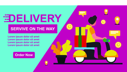 Delivery banner design web illustration