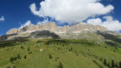 Fototapeta premium Summer panorama of mountain range in Italian Dolomites