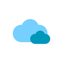 Blue cloud icons. Database signs. Weather forecast concept. Cartoon art. Digital space. Vector illustration. Stock image.