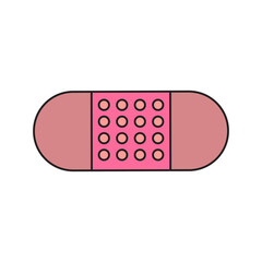 Adhesive plaster icon. Pink sign. Medicine element. Simple flat art. Cartoon art. Vector illustration. Stock image. 