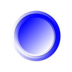 Blue button icon. Concave sign. Mobile app element. Round label badge. Modern art. Vector illustration. Stock image.