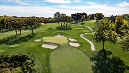 Aerial photos of a golf course in Omaha Nebraska. - obrazy, fototapety, plakaty