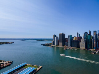 Fototapeta na wymiar Panoramic skyline of upper Manhattan at s across Hudson River from New York New USA