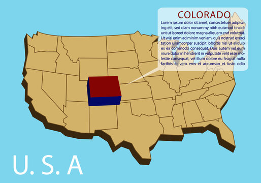 The infographic map template of Colorado, United States  of America