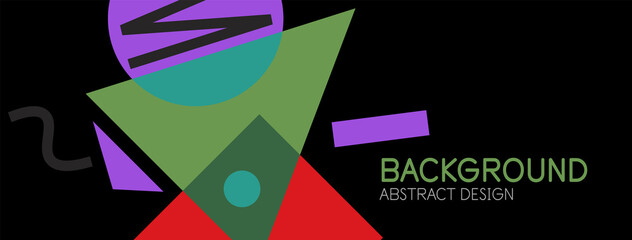 Abstract background. Blocks, lines, triangles, circles composition. Techno or business concept for wallpaper, banner, background, landing page