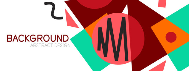 Abstract background. Blocks, lines, triangles, circles composition. Techno or business concept for wallpaper, banner, background, landing page