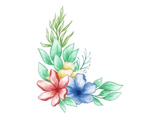 Fototapeta na wymiar Flowers Arrangement Watercolor. Flower watercolor for wedding card design