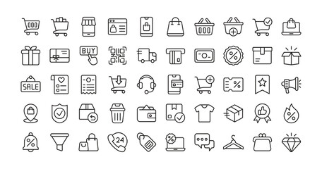 Online shopping icon set. Vector graphic illustration.