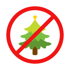 No Christmas Tree Sign on White Background